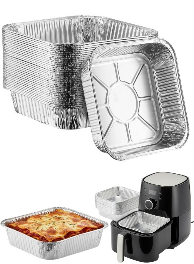 صواني خبز مربعة من الألومنيوم القابل للتصرف 20×20 سم – عبوة 10 قطع لصنع الكيك، البراونيز، كعك الشوكولاتة، اللازانيا، الدجاج، السمك، التحميص، الشواء، التسخين، التحضير المسبق للوجبات، الطعام الجاهز، حفلات المدرسة، الرحلات، التجميعات، صواني قابلة للتكديس وسهلة التخزين، متينة، خفيفة الوزن، صديقة للبيئة، قابلة لإعادة التدوير، للاستخدام المنزلي والمطاعم والمناسبات الخاصة - Image 1